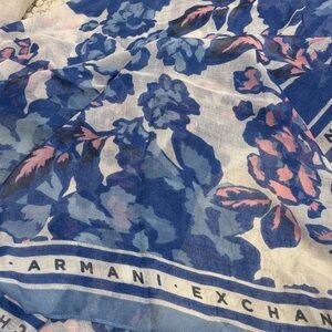 Armani Exchange Blue & Pink Floral Wrap Scarf